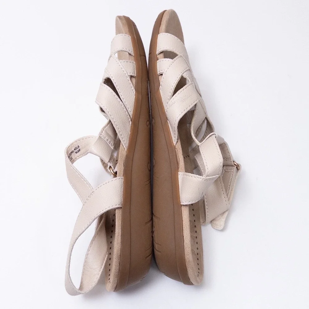 Baretraps Sandals Womens 11M Beige‎ Strappy Hook Loop Comfort